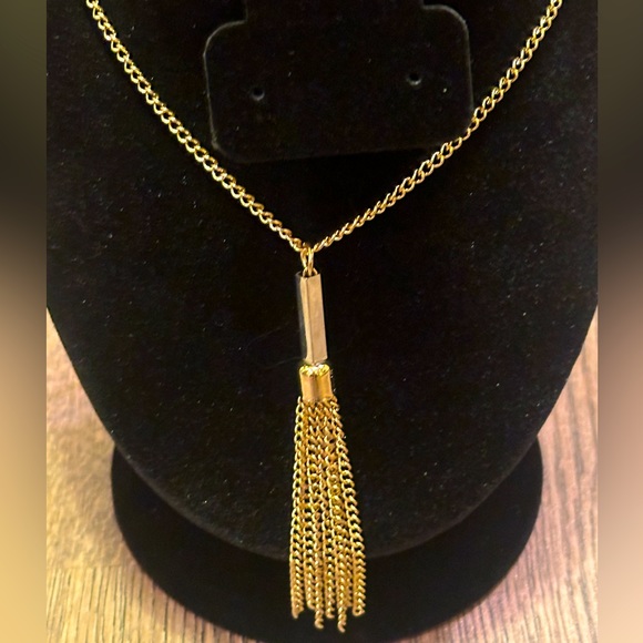 Ladies Gold Tone Dangling Pendant Necklace - Picture 2 of 3